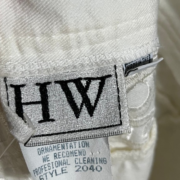 🌟HW Vintage Cream 100% Cotton High Waist Denim Jeans Sz-8 - Picture 8 of 11